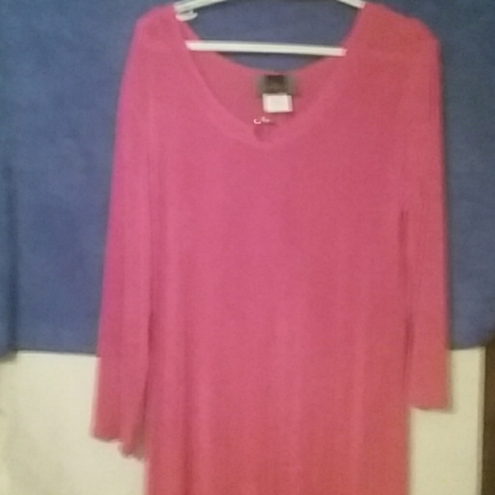 Long, red, long-sleeved dress